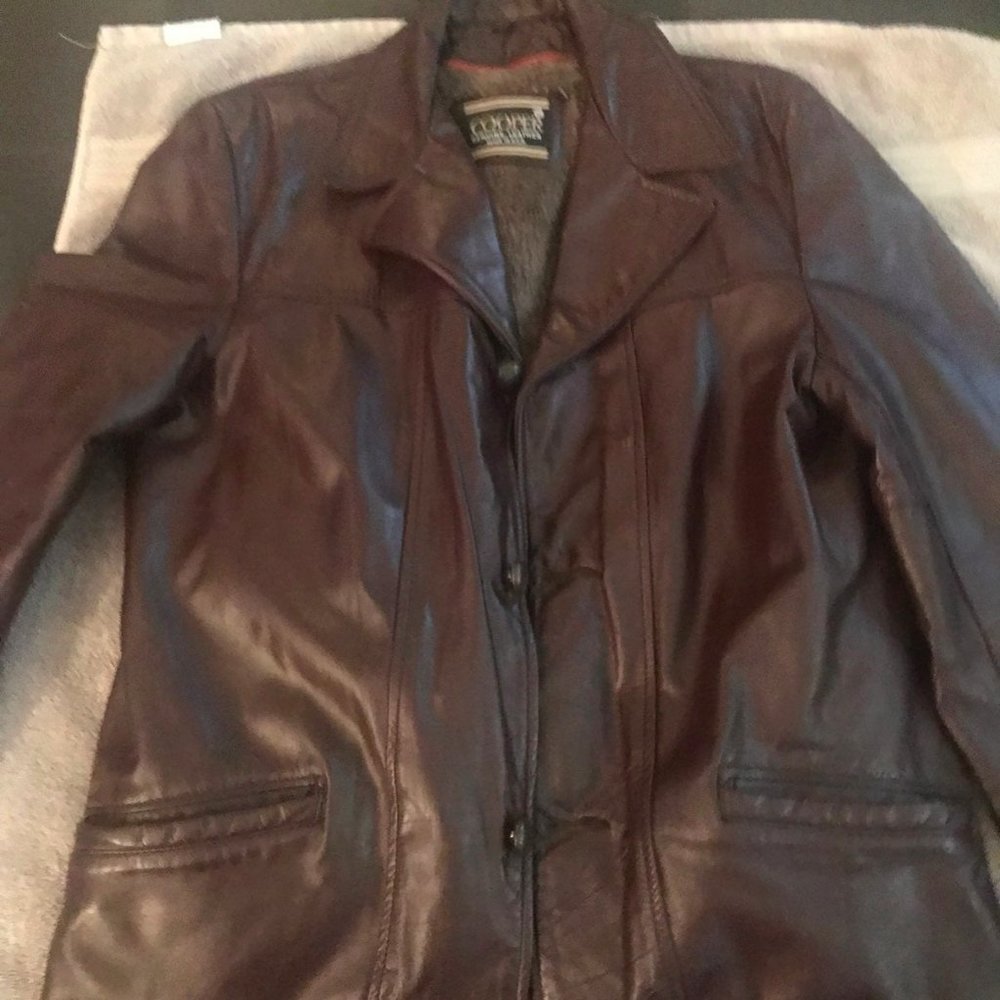 Size 40 cooper leather burgundy jacket